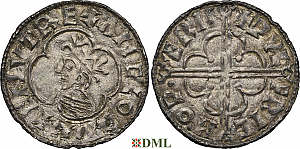 Денарий, Англия, Cnut  (1016-1035), м.д. Warwick, монетарий Wulfric, North 781