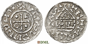 Денарий, Германия, Бавария, Heinrich IV (995-1002), м.д. Regensburg, монетарий SIC, Hahn 1976, 25d1