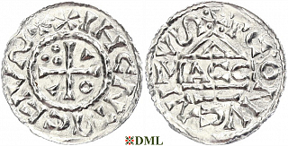 Денарий, Германия, Бавария, Heinrich II (1002-1024), м.д. Regensburg, монетарий MΛCCO, Hahn 1976, 27f1