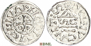 Денарий, Германия, Бавария, Heinrich II (1002-1024), м.д. Regensburg, монетарий SC, Hahn 1976, 27h4