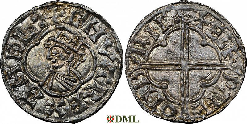 Денарий, Англия, Cnut  (1016-1035), м.д. Bristol, монетарий Ælfwine, North 781