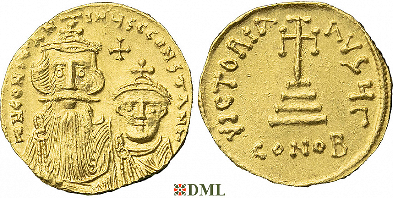 Солид, Византия, Constans II (641-668) с Constantine IV (654-668), м.д. Constantinople