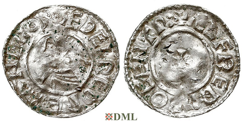 Денарий, Англия, Æthelred II (978-1016), м.д. Canterbury, монетарий Aelfred, North 777