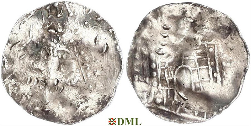 Денарий, Германия, Верхняя Лотарингия, Heinrich II (1002-1024), м.д. Trier, Dbg. 462