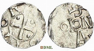Денарий, Германия, Нижняя Лотарингия, Otto III (983-1002), м.д. Koln, Dbg. 331