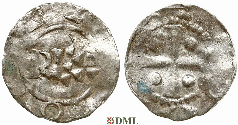 Денарий, Германия, Нижняя Лотарингия, Heinrich II (1002-1024), м.д. Deventer, Ilisch 2000, 1.5