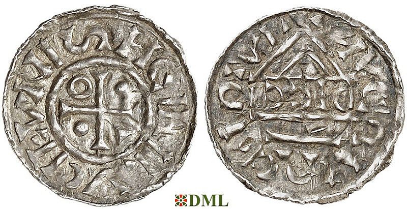 Денарий, Германия, Бавария, Heinrich IV (995-1002), м.д. Nabburg, монетарий DICCI, Hahn 1976, 73a1