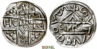 Денарий, Германия, Бавария, Heinrich V (1018-1023), м.д. Salzburg, монетарий PΛP, Hahn 1976, 99e1.A