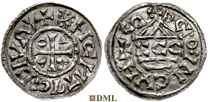 Денарий, Германия, Бавария, Heinrich II (1002-1024), м.д. Regensburg, монетарий ECCO, Hahn 1976, 27c2.3