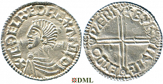 Денарий, Англия, Æthelred II (978-1016), м.д. Warwick, монетарий Byrhsige, North 774