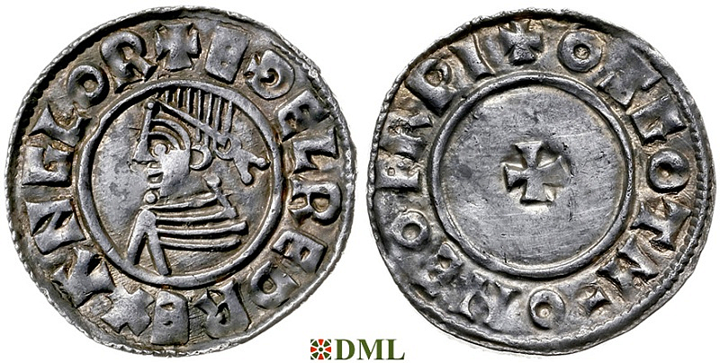 Денарий, Англия, Æthelred II (978-1016), м.д. York, монетарий Osgod, North 777