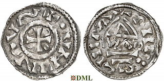 Денарий, Германия, Бавария, Heinrich II (985–995), м.д. Regensburg, монетарий MΛO, Hahn 1976, 22f1