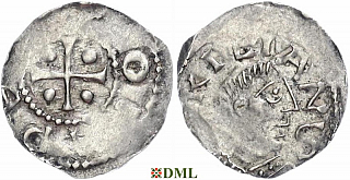 Денарий, Германия, Франкония, Otto III (983-1002), м.д. Wurzburg, Dbg. 856