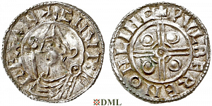 Денарий, Англия, Cnut (1016-1035), м.д. Lincoln, монетарий Wulfbeorn, North 787