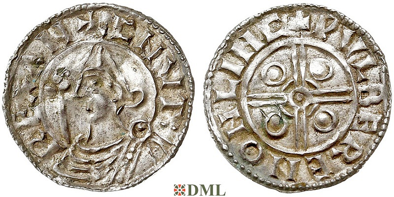 Денарий, Англия, Cnut (1016-1035), м.д. Lincoln, монетарий Wulfbeorn, North 787