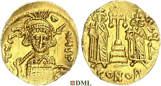 Солид, Византия,  Constantine IV, Heraclius and Tiberius (654-685), м.д. Constantinople