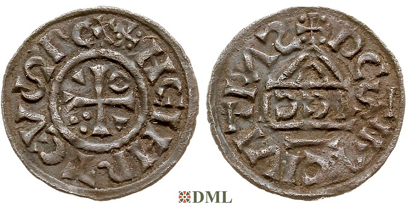 Денарий, Германия, Бавария, Heinrich II (1002-1024), м.д. Regensburg, монетарий SICCI, Hahn 1976, 27h1