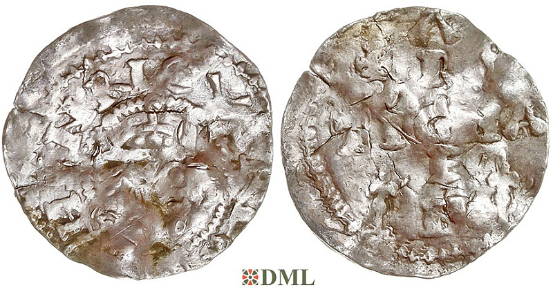 Денарий, Германия, Швабия, Heinrich II (1002-1024), м.д. Strassburg, Dbg.