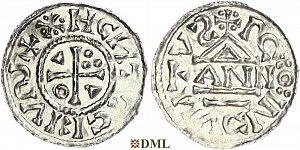 Денарий, Германия, Бавария, Heinrich II (1002-1024), м.д. Regensburg, монетарий ANNO, Hahn 1976, 27a3