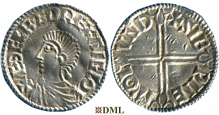 Денарий, Англия, Æthelred II (978-1016), м.д. London, монетарий Leofric, North 774