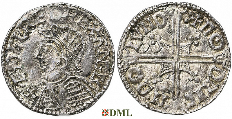 Денарий, Англия, Æthelred II (978-1016), м.д. London, монетарий Godric, North 775