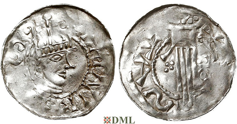 Денарий, Германия, Швабия, Heinrich II (1002-1024), м.д. Esslingen, Dbg. 951