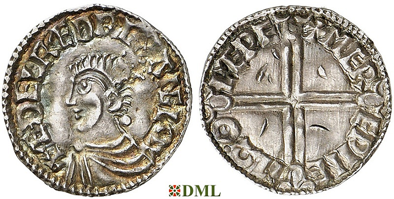 Денарий, Англия, Æthelred II (978-1016), м.д. Lewes, монетарий Merewine, North 774