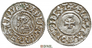 Денарий, Англия, Æthelred II (978-1016), м.д. Winchester, монетарий Ælfstan, North 777