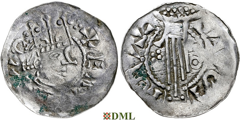 Денарий, Германия, Швабия, Heinrich II (1002-1024), м.д. Esslingen, Dbg. 951