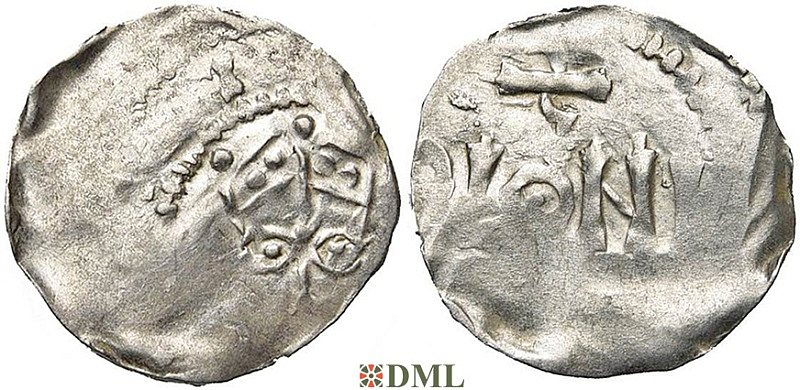 Денарий, Германия, Нижняя Лотарингия, Anonymous bishop, м.д. Tiel, Ilisch 2000, 5.1.2