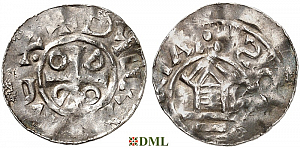 Денарий, Германия, Саксония, Otto III (983-1002), м.д. Hildesheim, Dbg. 706, type OAP