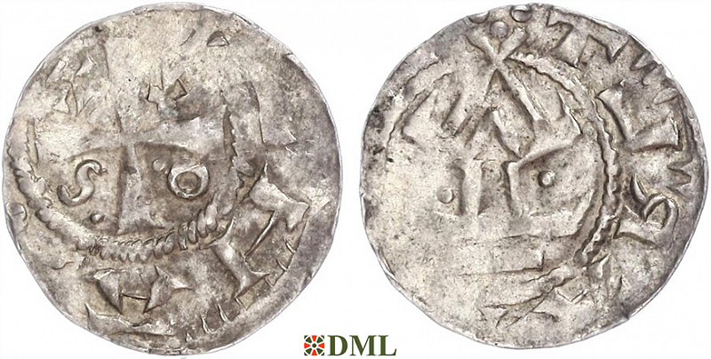 Денарий, Германия, Саксония, Anonymous bishop, м.д. Magdeburg, Dbg 1220