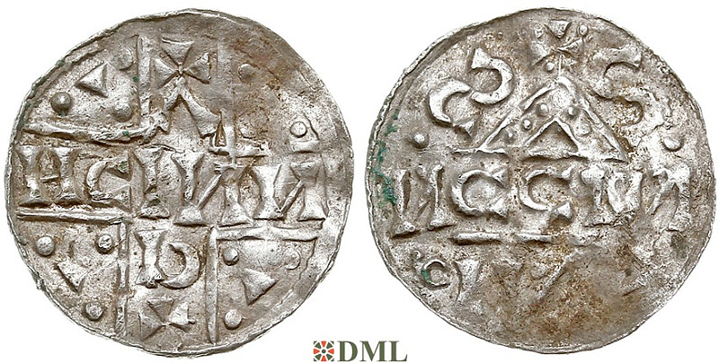 Денарий, Германия, Бавария, Heinrich V (1018-1023), м.д. Salzburg, монетарий CCI, Hahn 1976, 99c4.A