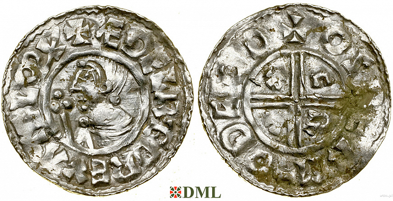 Денарий, Англия, Æthelred II (978-1016), м.д. Thetford, монетарий Osbern, North 770