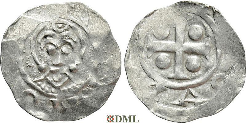 Денарий, Германия, Нижняя Лотарингия, Bernold (1046-1054), м.д. Deventer, Ilisch 2000, 1.13-1.15