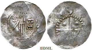 Денарий, Германия, Нижняя Лотарингия, Heinrich II (1002-1024), м.д. Deventer, Ilisch 2000, 1.8