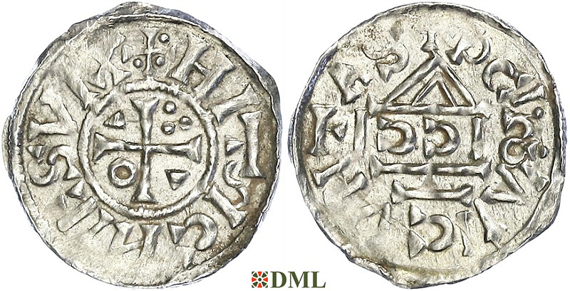 Денарий, Германия, Бавария, Heinrich II (1002-1024), м.д. Regensburg, монетарий SICCI, Hahn 1976, 27h1