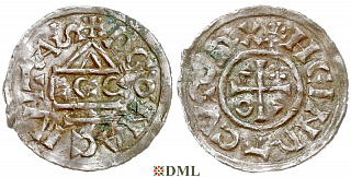 Денарий, Германия, Бавария, Heinrich II (1002-1024), м.д. Regensburg, монетарий ECCO, Hahn 1976, 27c1