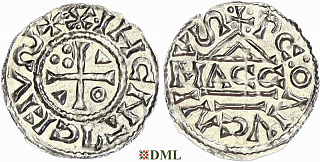 Денарий, Германия, Бавария, Heinrich II (1002-1024), м.д. Regensburg, монетарий MΛCCO, Hahn 1976, 27f1