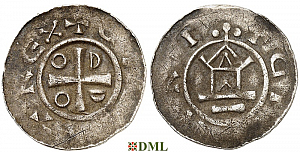Денарий, Германия, Саксония, Otto III (983-1002), м.д. Goslar, type OAP