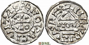 Денарий, Германия, Бавария, Heinrich II (1002-1024), м.д. Neuburg, монетарий DIOTP, Hahn 1976, 84a1