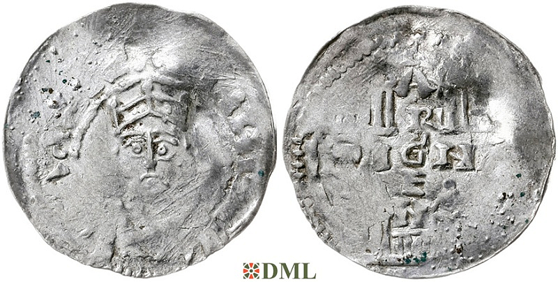 Денарий, Германия, Швабия, Heinrich II (1002-1024), м.д. Strassburg, Dbg. 920