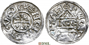 Денарий, Германия, Бавария, Heinrich II (1002-1024), м.д. Regensburg, монетарий ECCO, Hahn 1976, 27c1.2