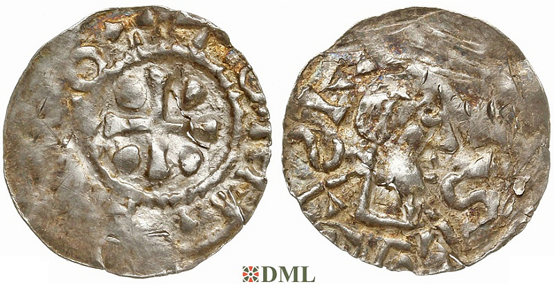 Денарий, Германия, Франкония, Otto III (983-1002), м.д. Wurzburg, Dbg. 856