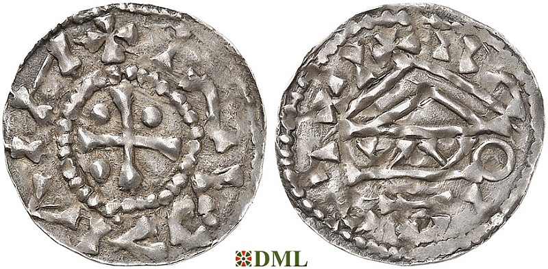 Денарий, Германия, Бавария, Heinrich I (948-955), м.д. Regensburg, монетарий WO, Hahn 1976, 10m2