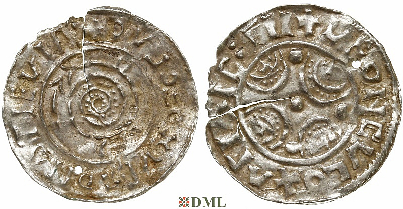 Денарий, Дания, Knut (1018-1035), м.д. Lund, Hbg. 20