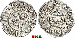 Денарий, Германия, Бавария, Heinrich II (1002-1024), м.д. Neuburg, монетарий DIIUT, Hahn 1976, 85a1