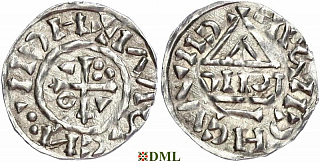 Денарий, Германия, Бавария, Heinrich II (1002-1024), м.д. Neuburg, монетарий DIIUT, Hahn 1976, 85a1