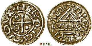 Денарий, Германия, Бавария, Heinrich II (955-995), м.д. Regensburg, монетарий SIC, Hahn 1976, 22g1