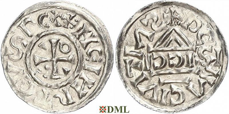 Денарий, Германия, Бавария, Heinrich II (1002-1024), м.д. Regensburg, монетарий SICCI, Hahn 1976, 27h1